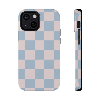 Light Pink & Blue Checkered iPhone Case