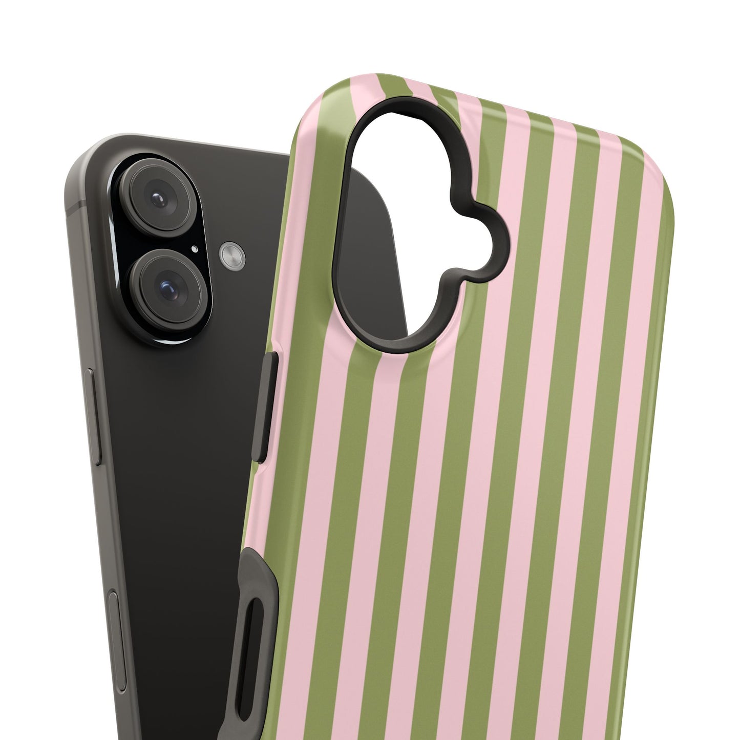 Pink Matcha Stripes iPhone Case