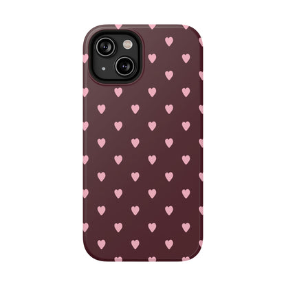 Burgundy & Pink Little Hearts iPhone Case