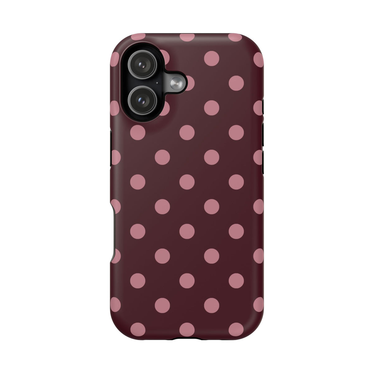 Burgundy & Pink Polka Dots iPhone Case