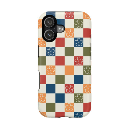 Vintage Flowers Checkered iPhone Case