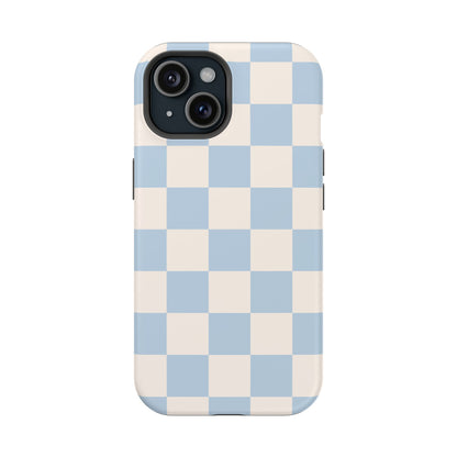 Light Blue & Beige Checkered iPhone Case