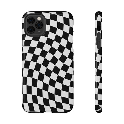Black Wavy Checkered iPhone Case
