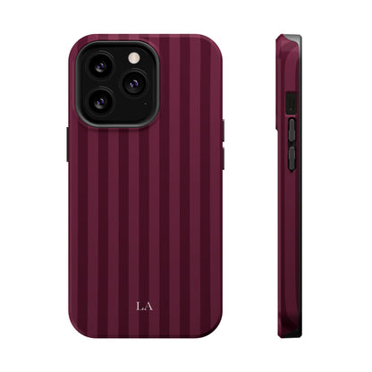 Custom Initials Plum Stripes iPhone Case