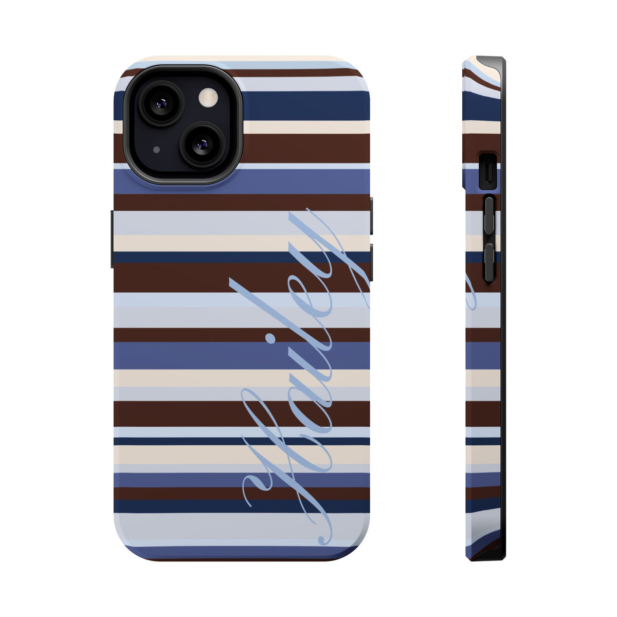 Custom Blueberry Mocha Stripes iPhone Case