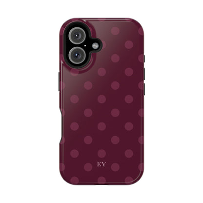Custom Initials Plum Polka Dots iPhone Case
