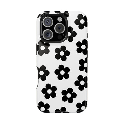White Retro Flowers iPhone Case