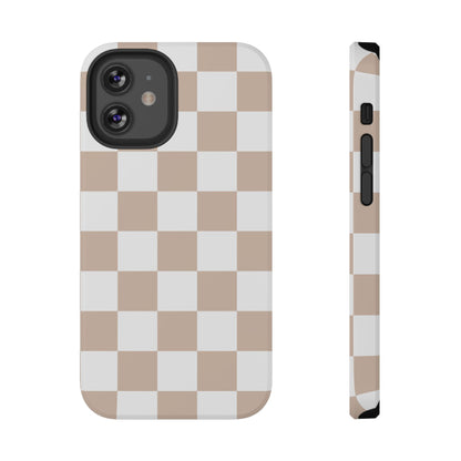 Beige & White Checkered iPhone Case