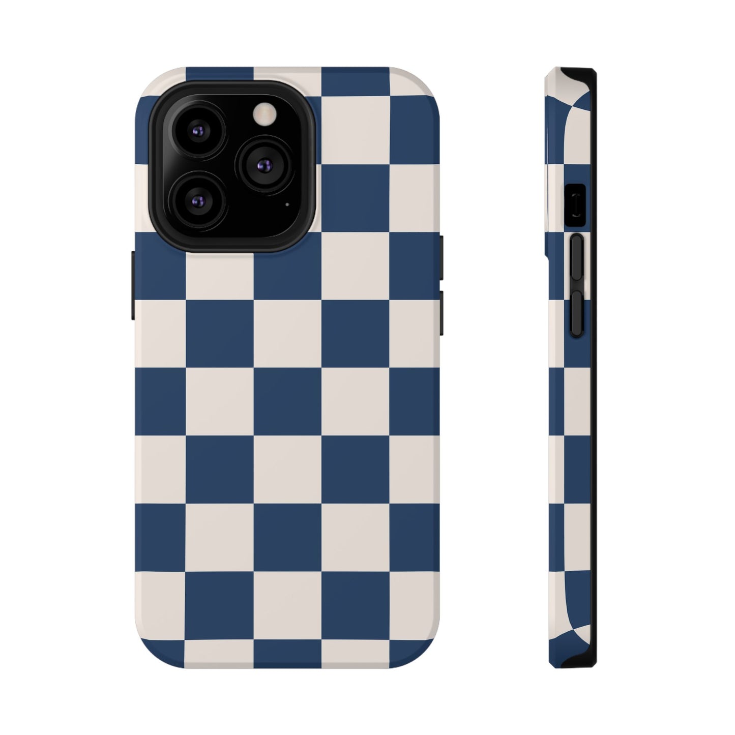 Navy & Beige Checkered iPhone Case