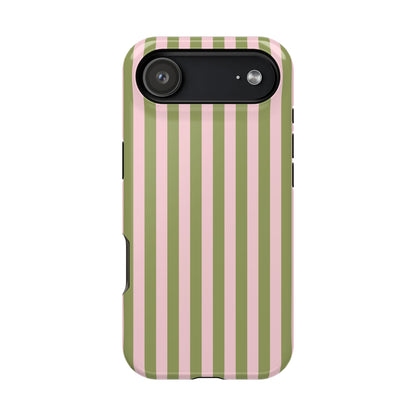 Pink Matcha Stripes iPhone Case