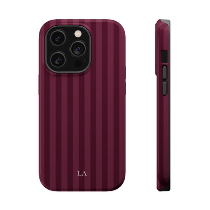Custom Initials Plum Stripes iPhone Case