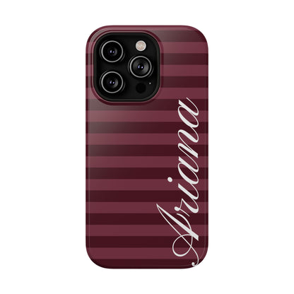 Custom Burgundy Classic Striped iPhone Case