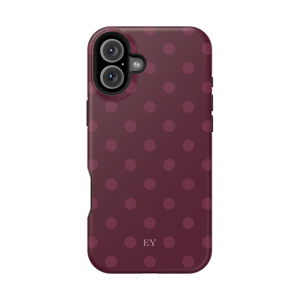 Custom Initials Plum Polka Dots iPhone Case