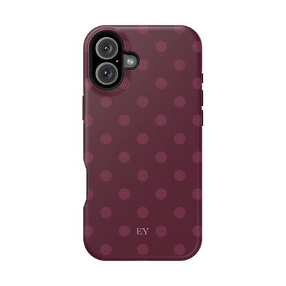 Custom Initials Plum Polka Dots iPhone Case