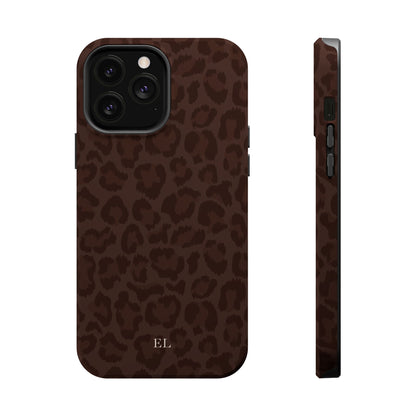 Custom Initials Mocha Leopard iPhone Case
