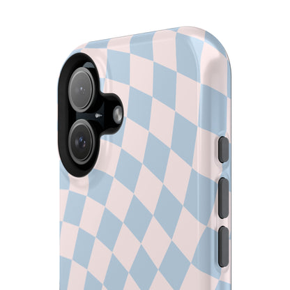 Pink & Blue Wavy Checkered iPhone Case