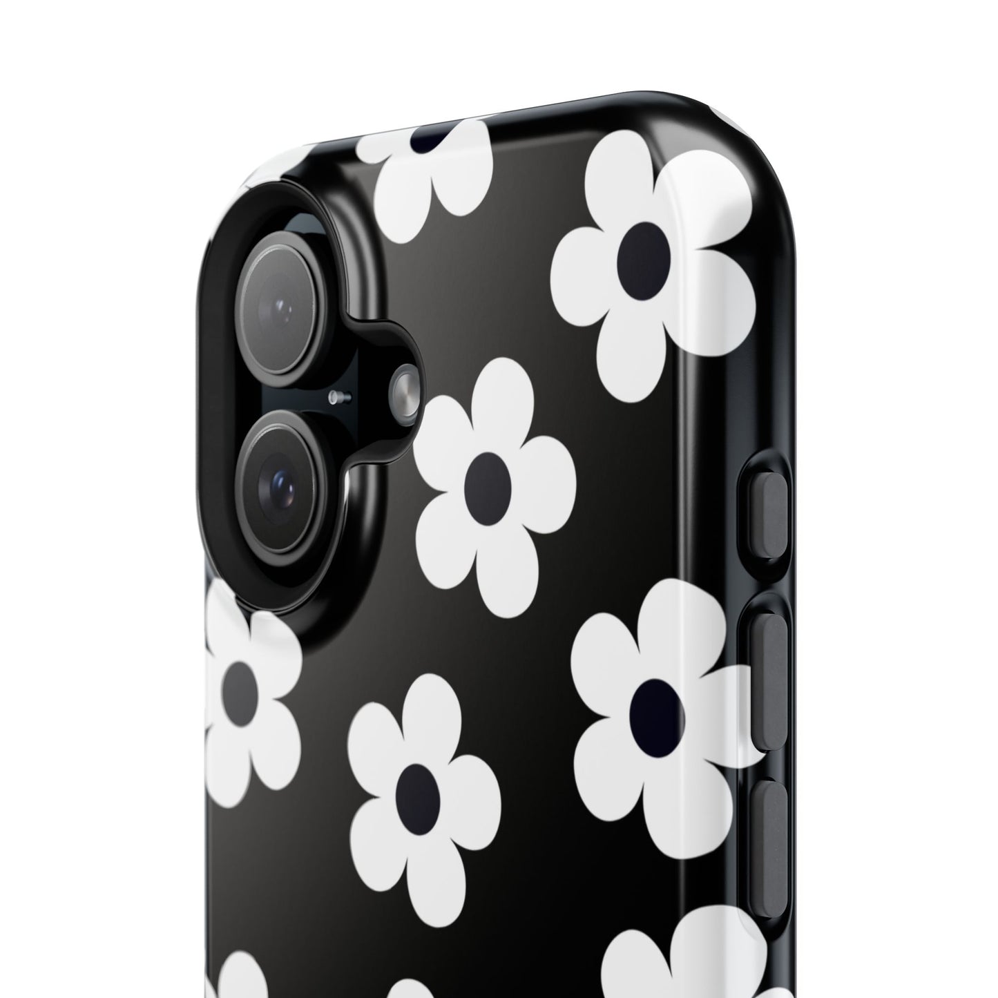 Black Retro Flowers iPhone Case