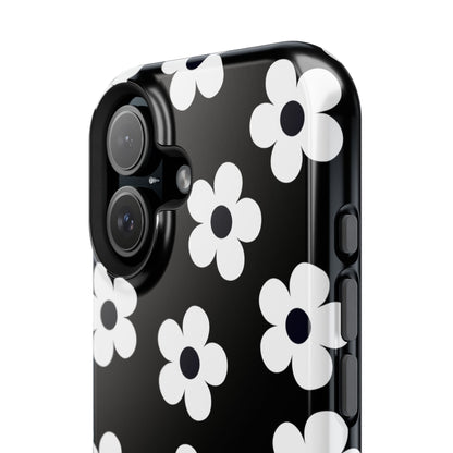 Black Retro Flowers iPhone Case