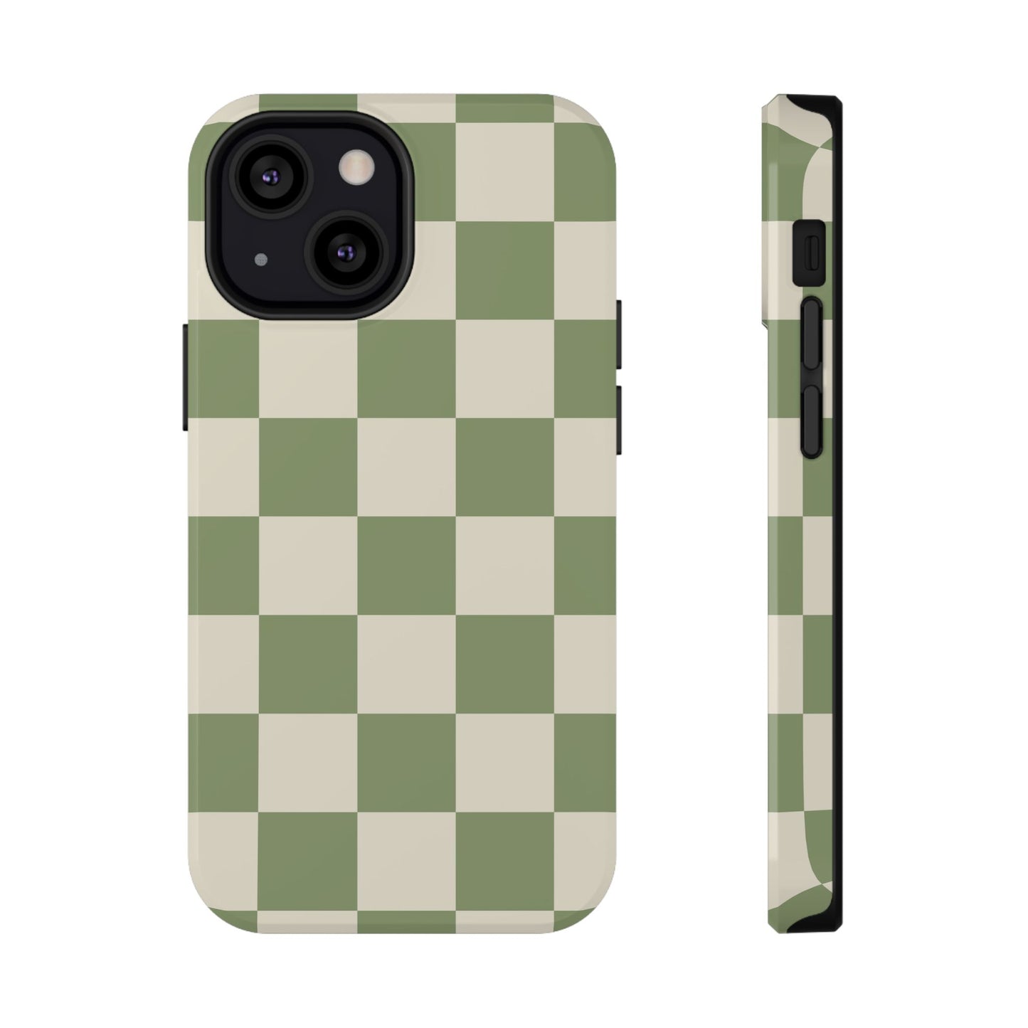 Green & Beige Checkered iPhone Case