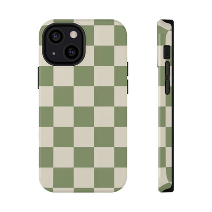 Green & Beige Checkered iPhone Case