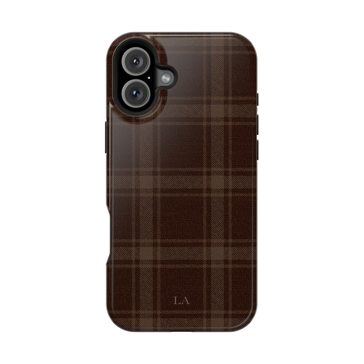 Custom Initials Cocoa Plaid iPhone Case