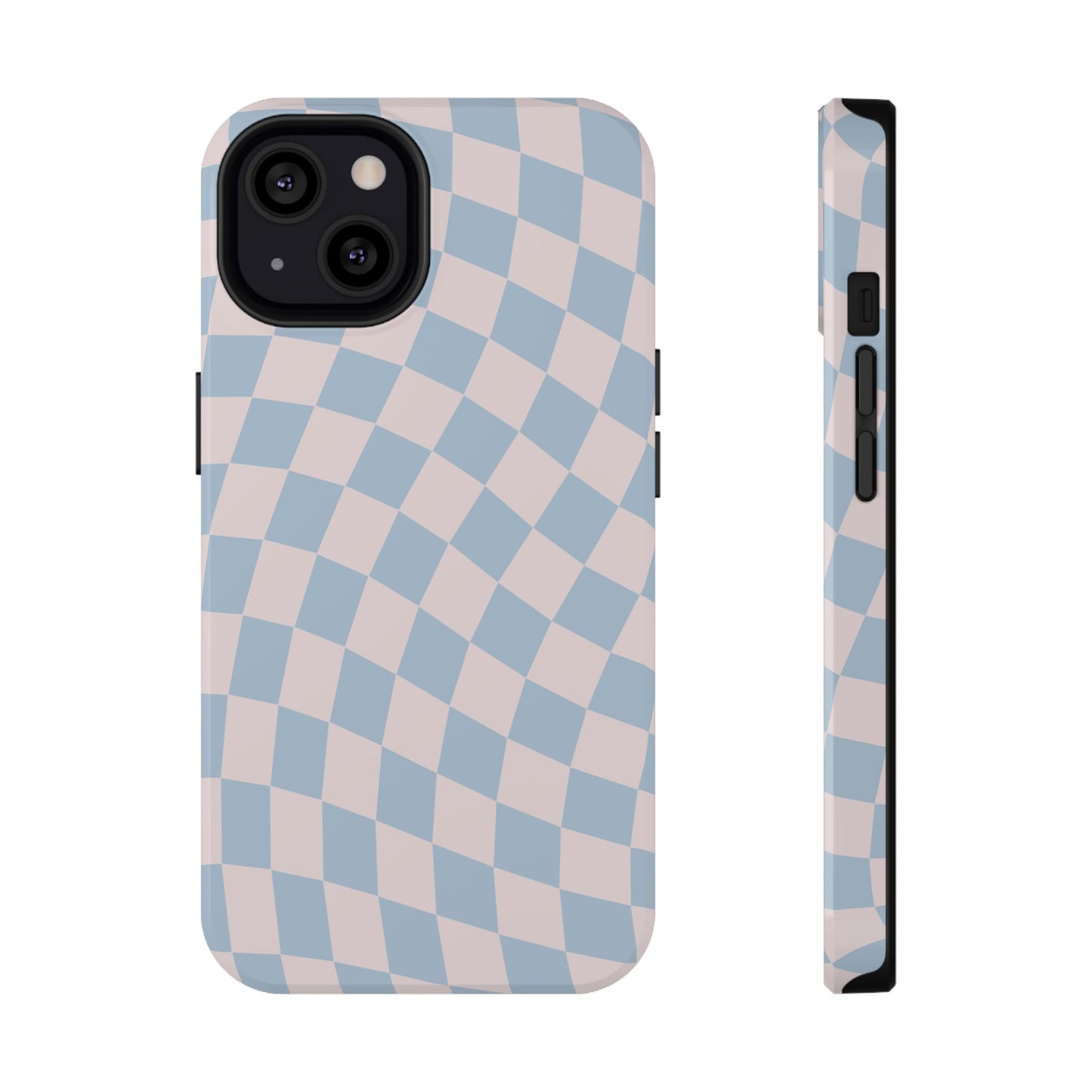 Pink & Blue Wavy Checkered iPhone Case