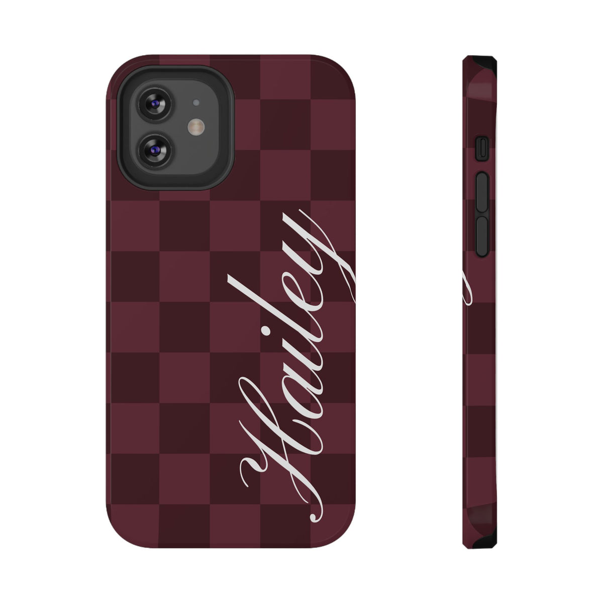 Custom Burgundy Checkered iPhone Case