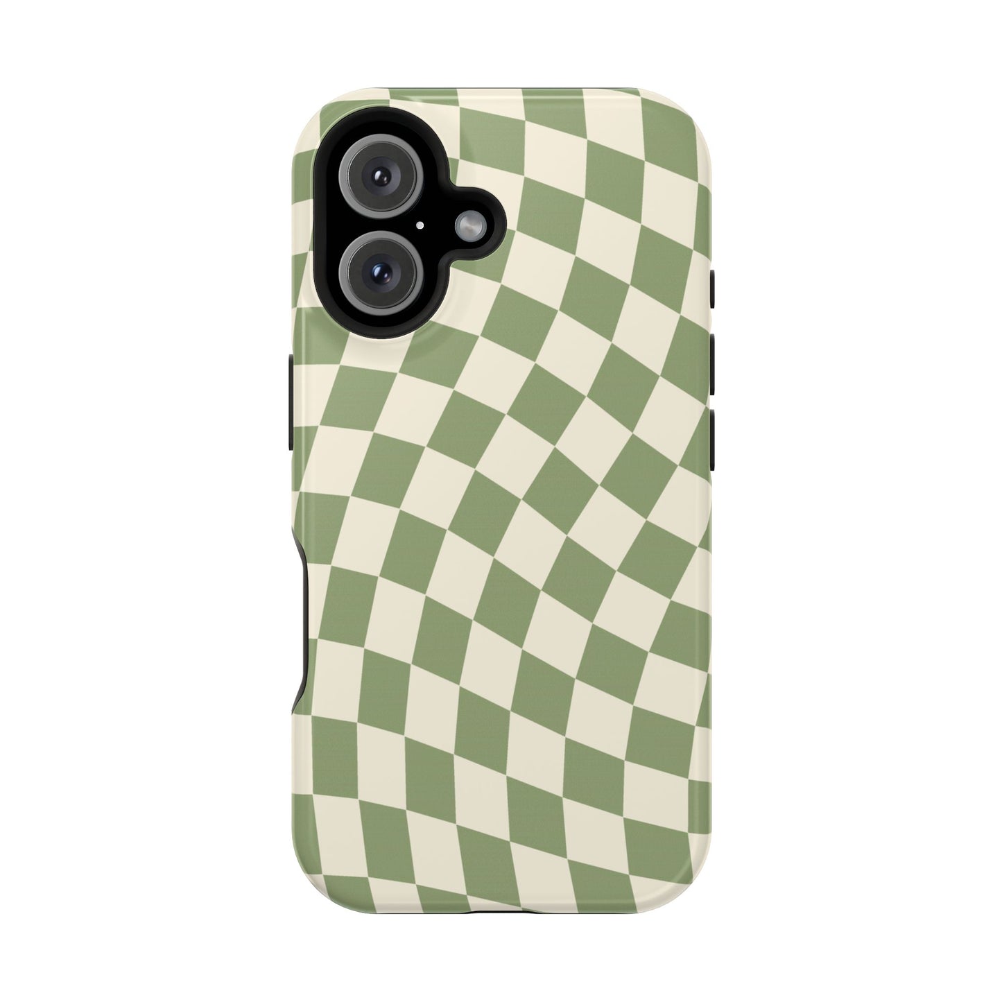 Green & Beige Wavy Checkered iPhone Case