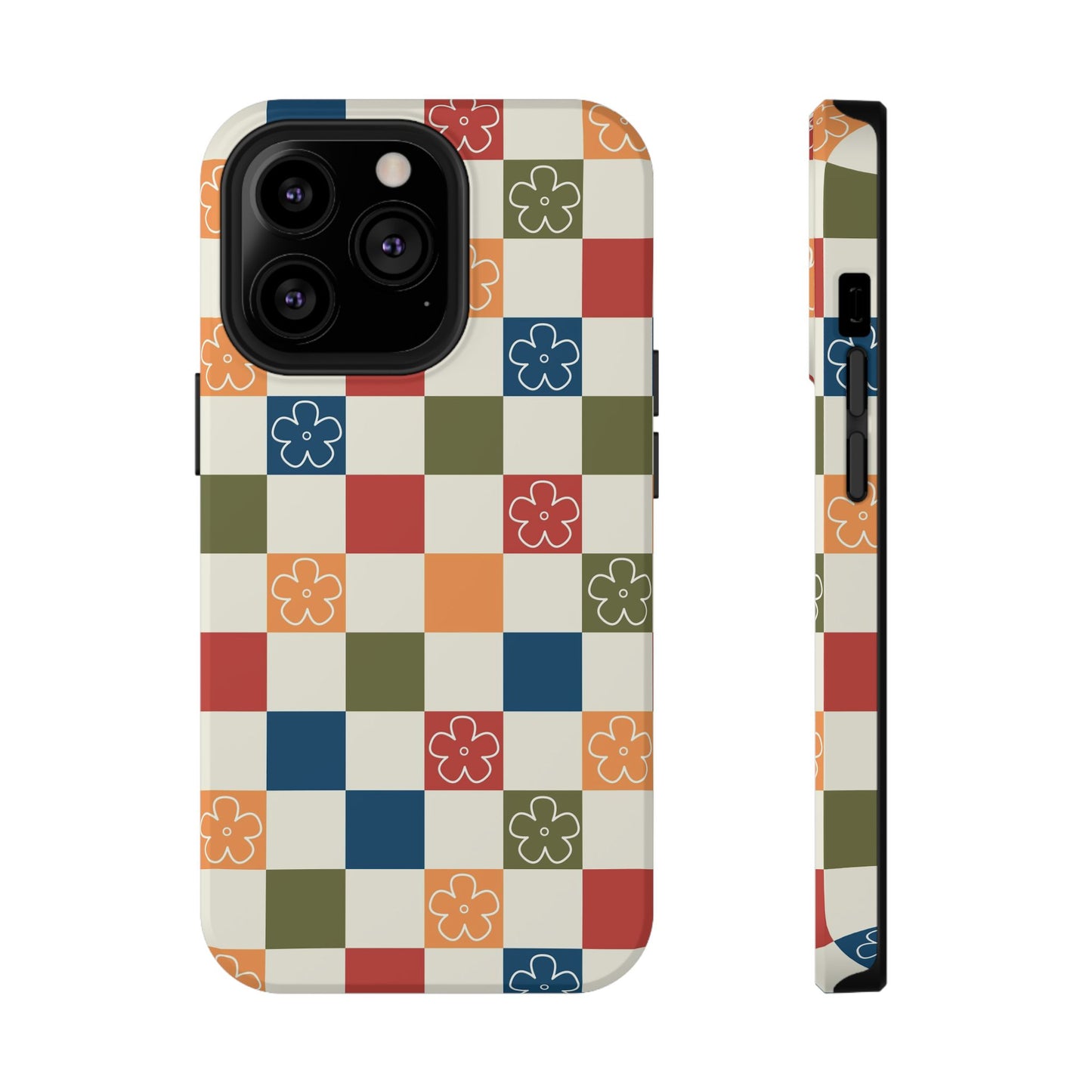 Vintage Flowers Checkered iPhone Case