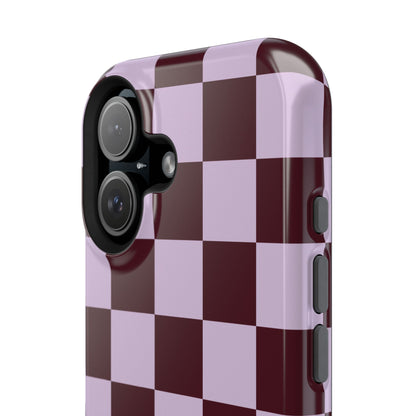 Burgundy & Violet Checkered iPhone Case