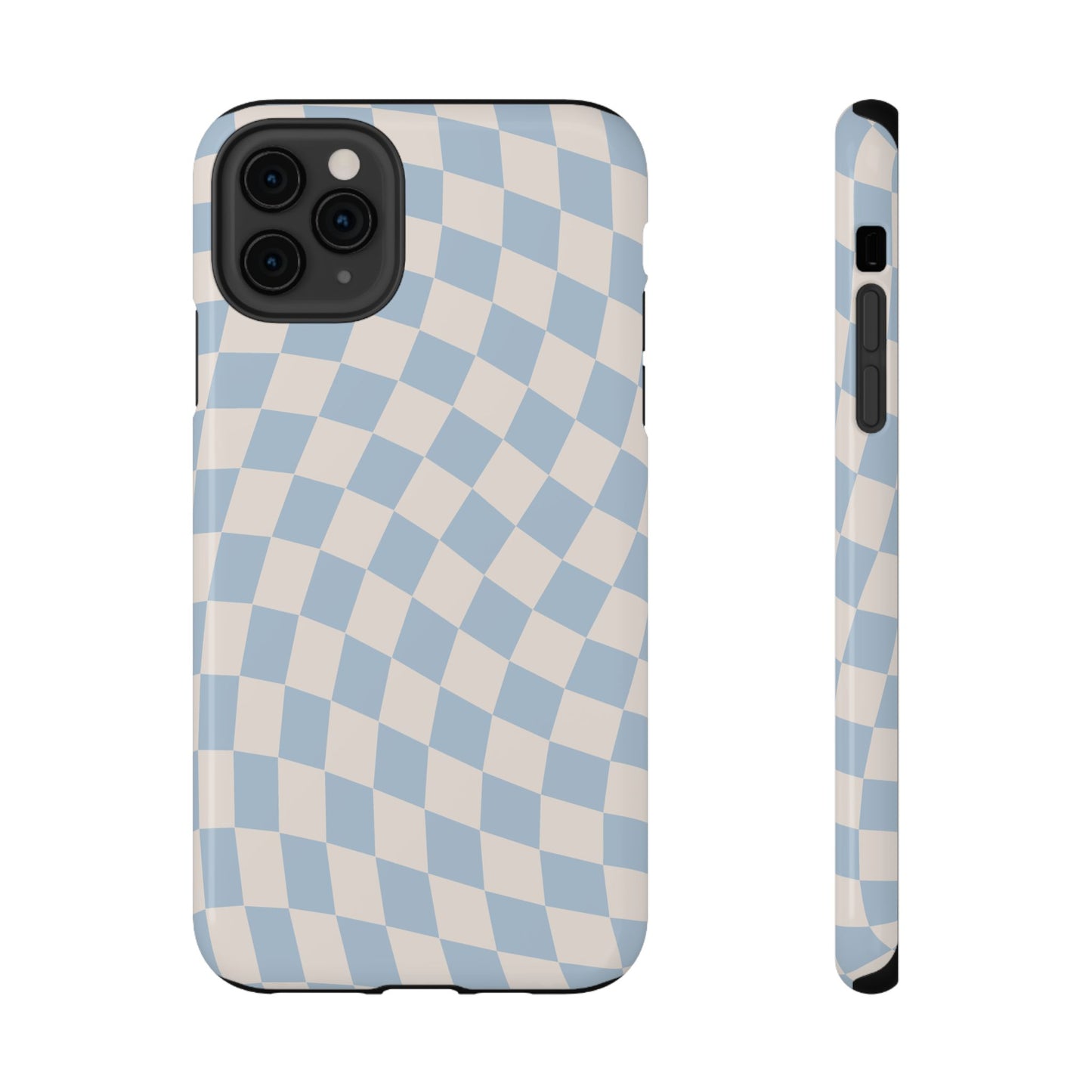 Blue & Beige Wavy Checkered iPhone Case
