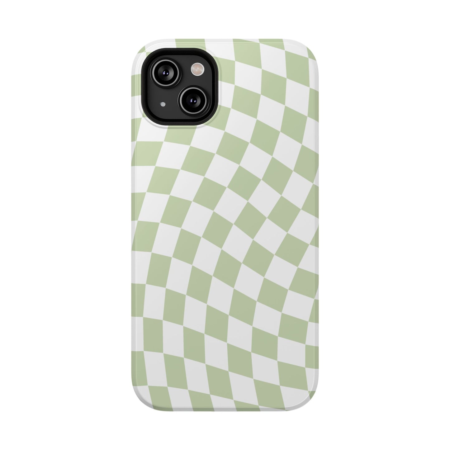 Light Green Wavy Checkered iPhone Case
