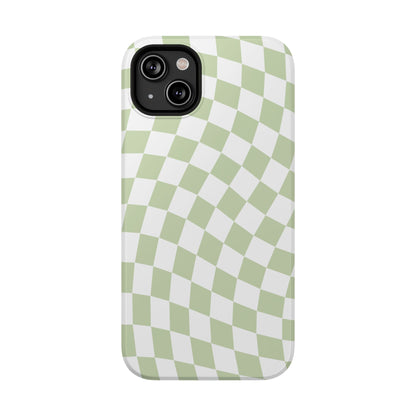 Light Green Wavy Checkered iPhone Case