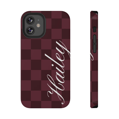 Custom Burgundy Checkered iPhone Case