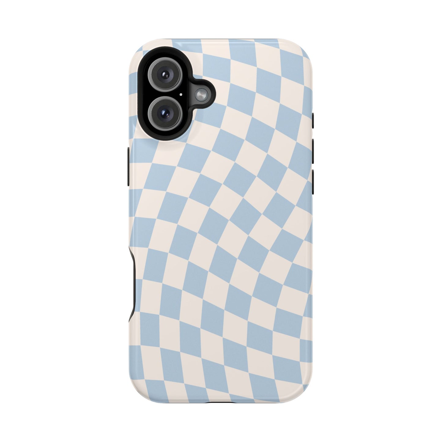 Blue & Beige Wavy Checkered iPhone Case
