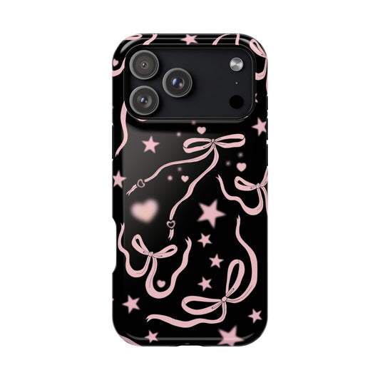 Black Cosmic Bows iPhone Case
