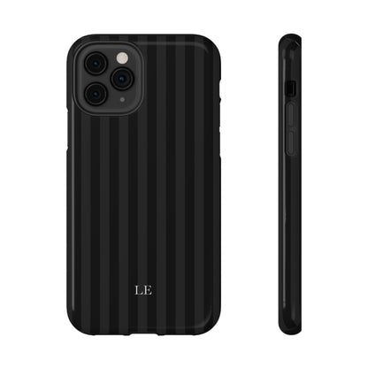 Custom Initials Black Stripes iPhone Case