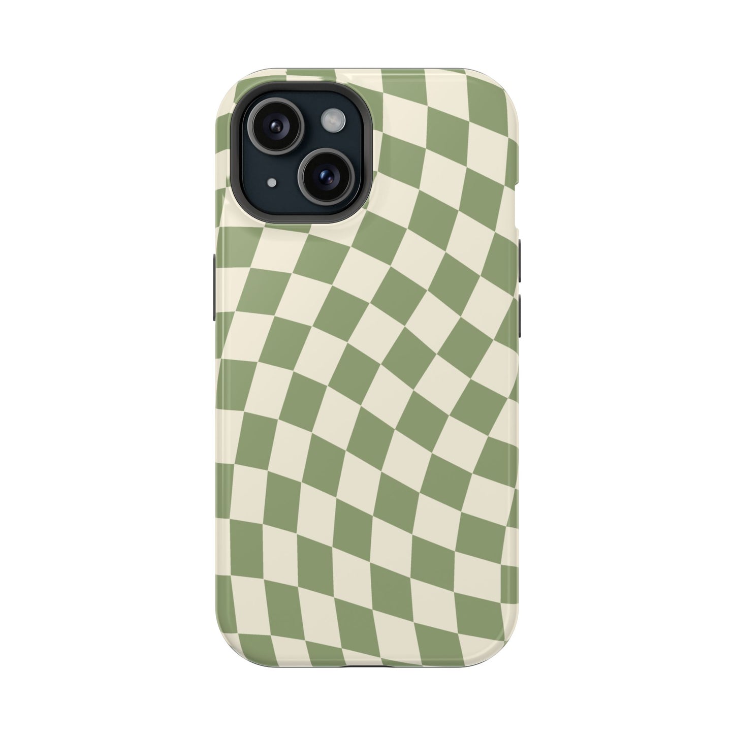Green & Beige Wavy Checkered iPhone Case