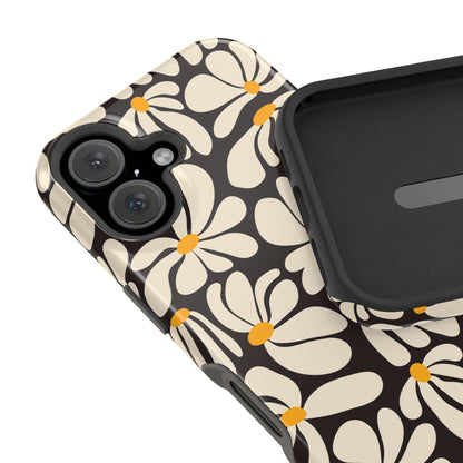 Black Retro Flowers iPhone Case