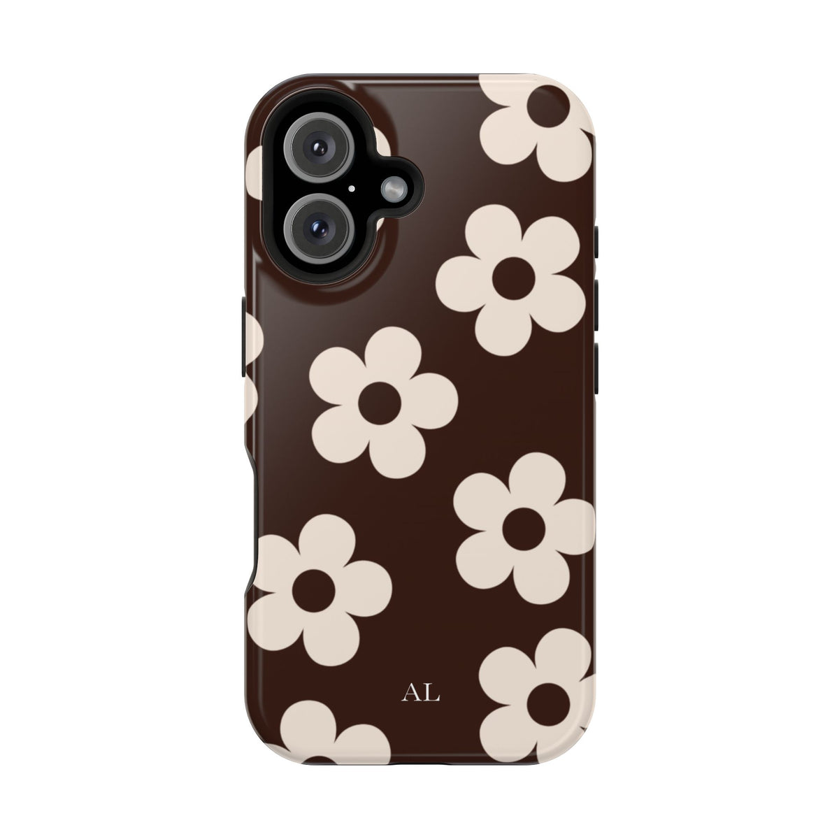 Custom Initials Cocoa Flowers iPhone Case