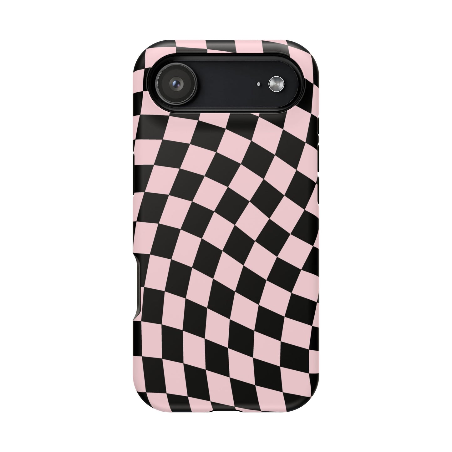 Pink & Black Wavy Checkered iPhone Case