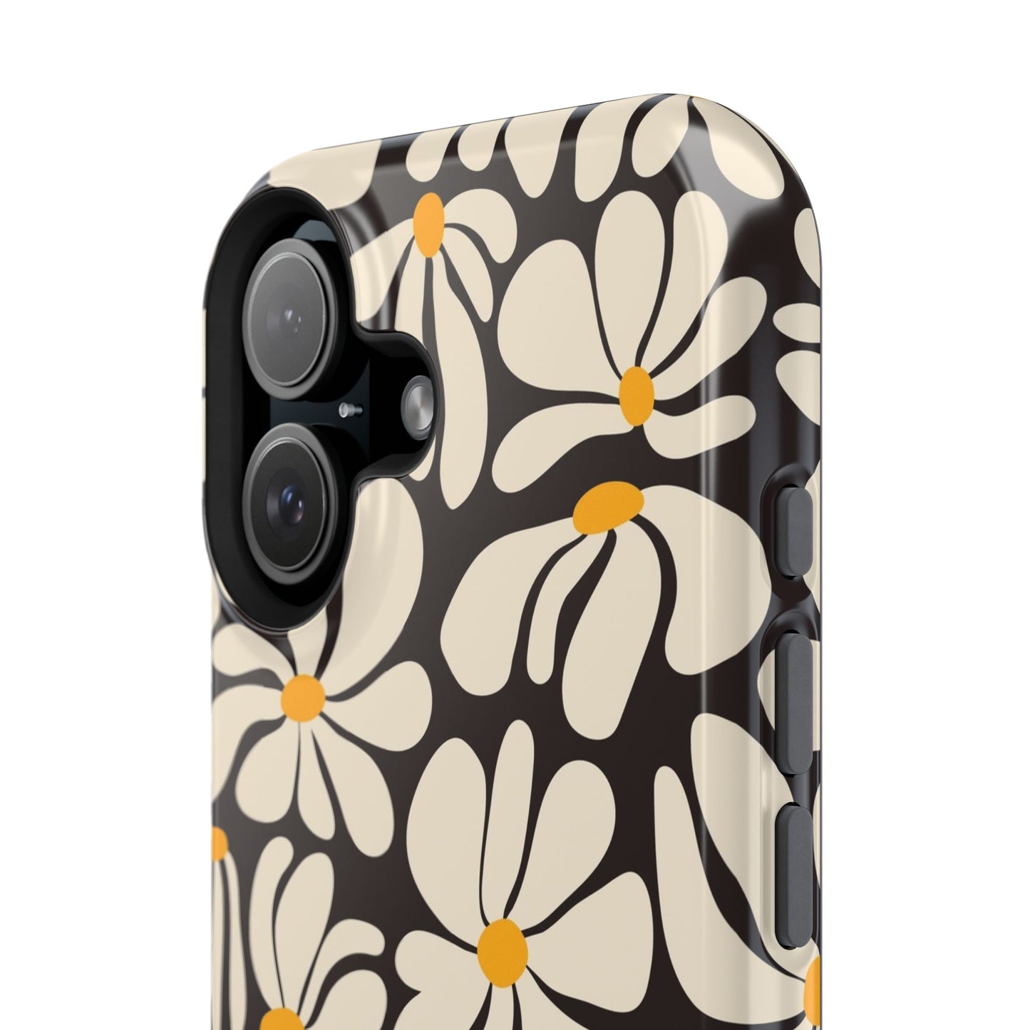 Black Retro Flowers iPhone Case