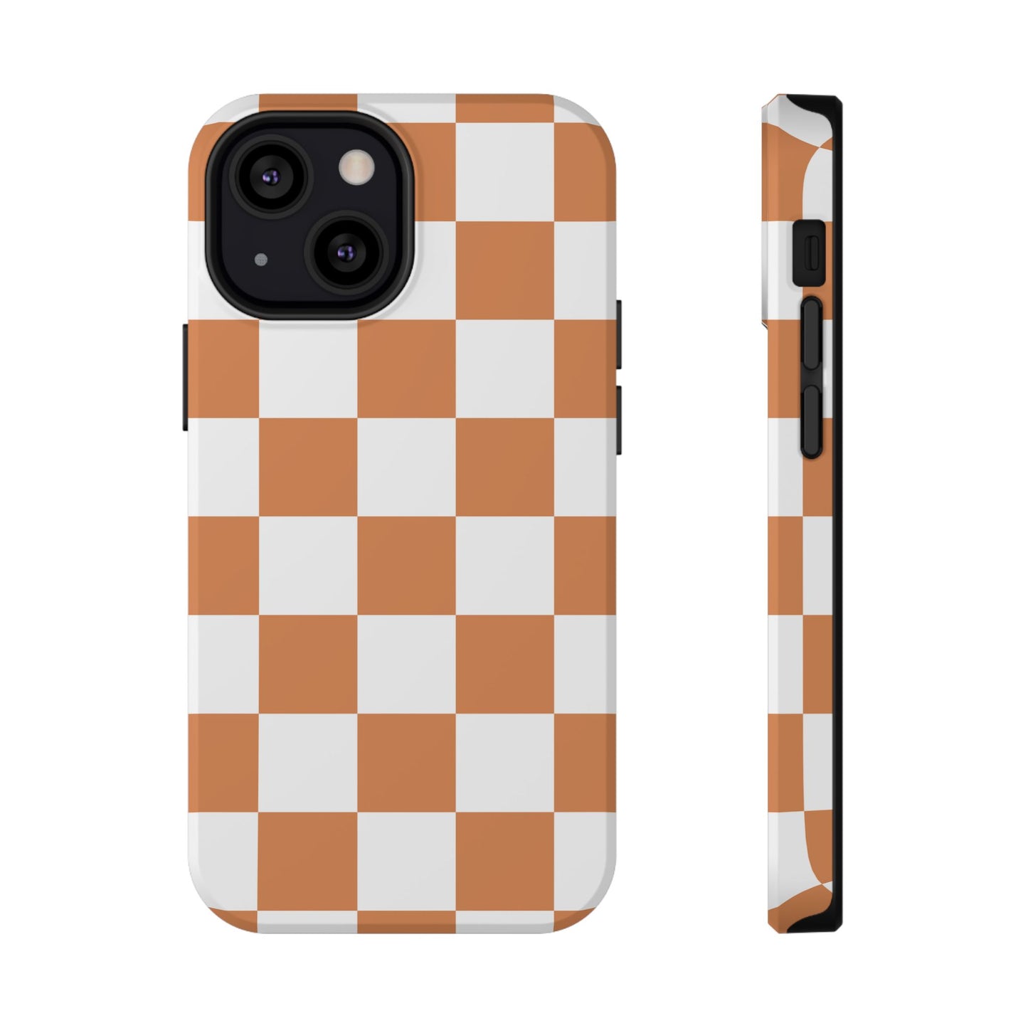 Dark Orange & White Checkered iPhone Case