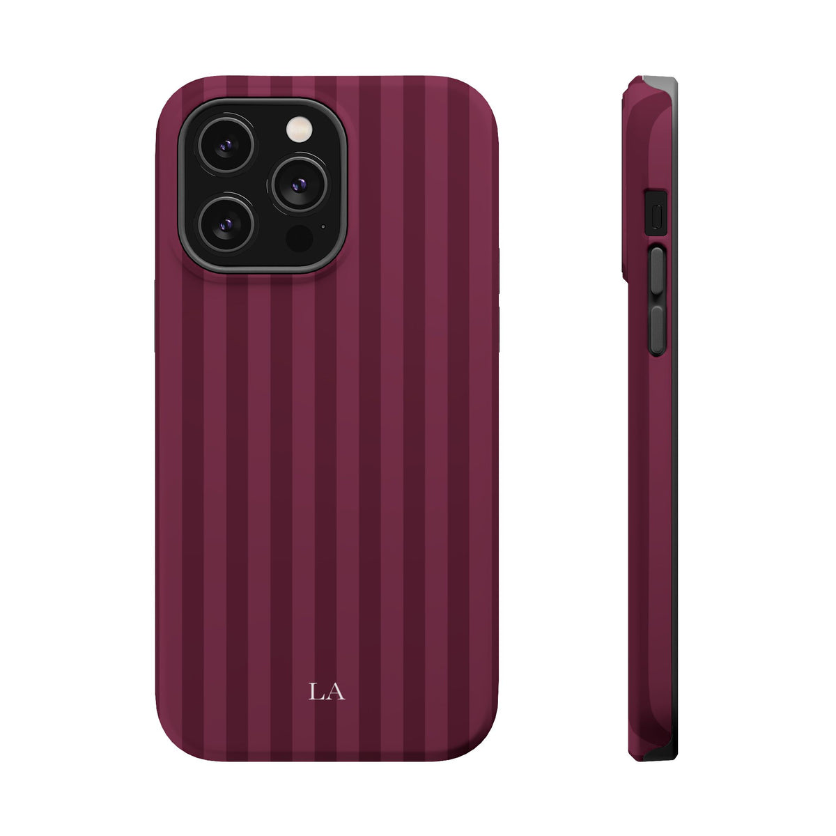 Custom Initials Plum Stripes iPhone Case