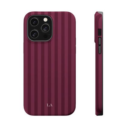 Custom Initials Plum Stripes iPhone Case