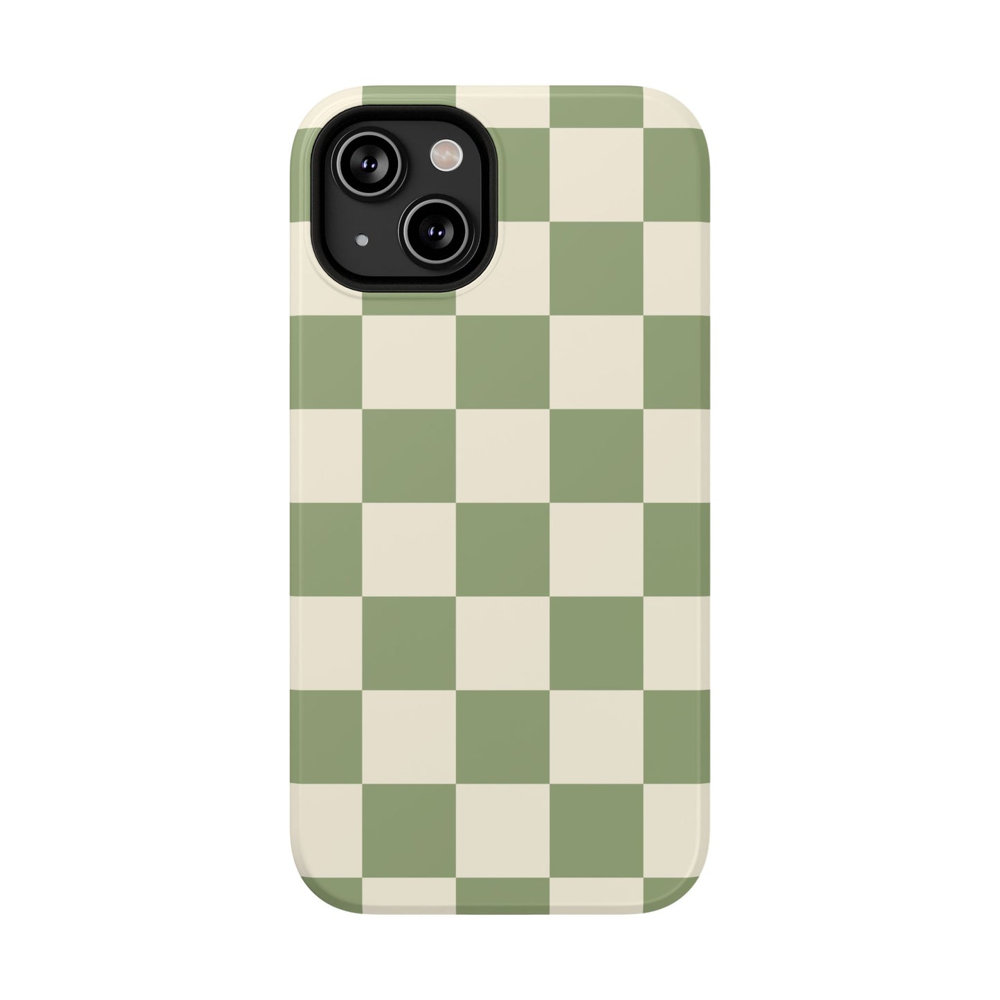 Green & Beige Checkered iPhone Case