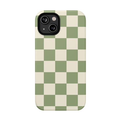 Green & Beige Checkered iPhone Case