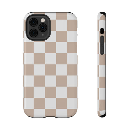 Beige & White Checkered iPhone Case