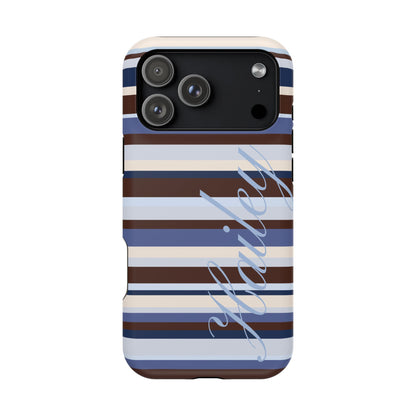 Custom Blueberry Mocha Stripes iPhone Case