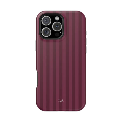 Custom Initials Plum Stripes iPhone Case